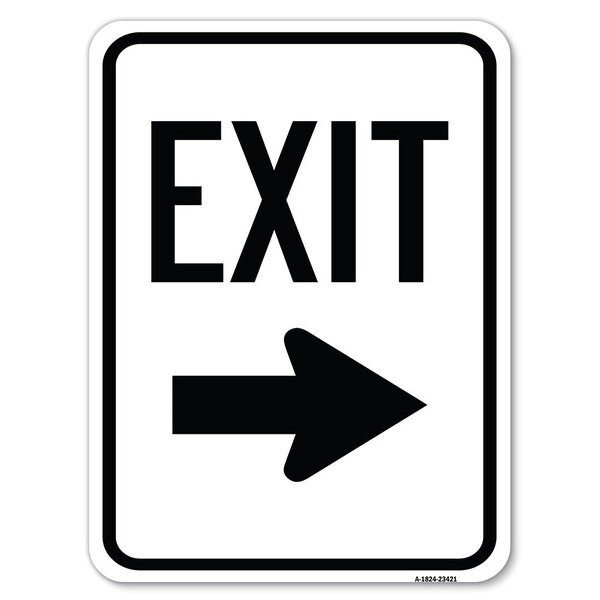 Parking Lot Sign Exit Sign Right Arrow Alum Rust Proof Parking Sign, 24" L, 18" H, A-1824-23421
